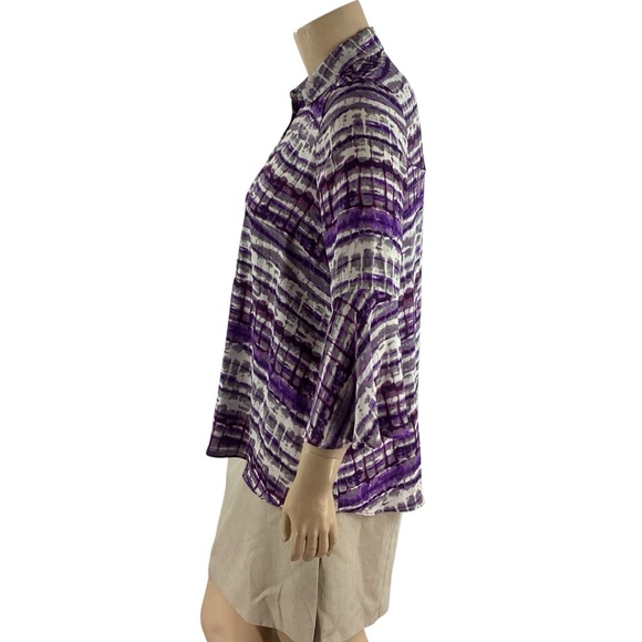 Jones New York Button Front Blouse Purple Abstract Print Size Large - Picture 4 of 7